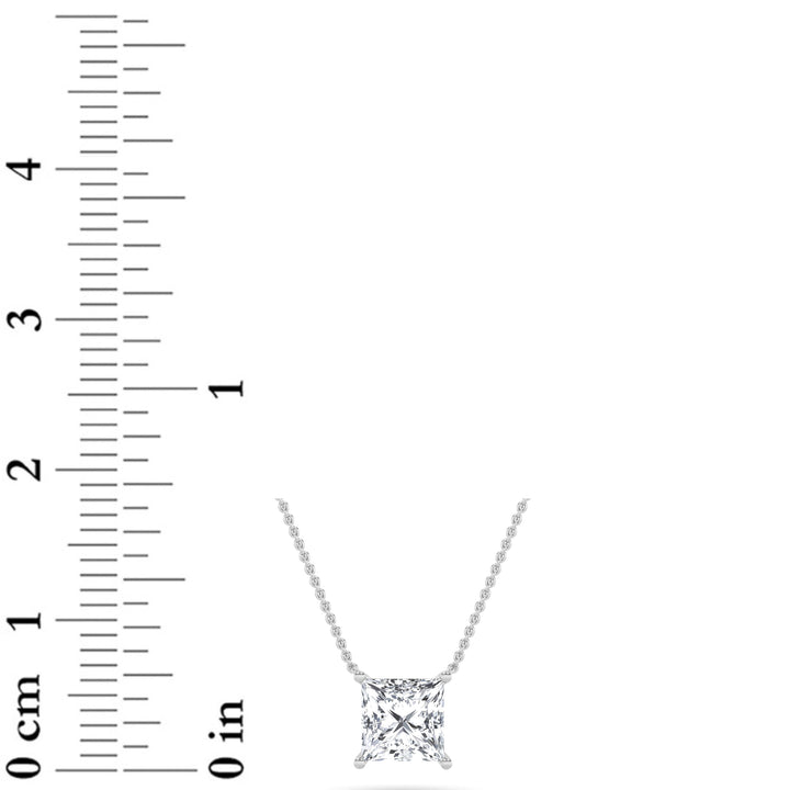 1CTW Princess Shaped Lab Grown Diamond (F/VS) Solitaire Necklace in 14K Gold