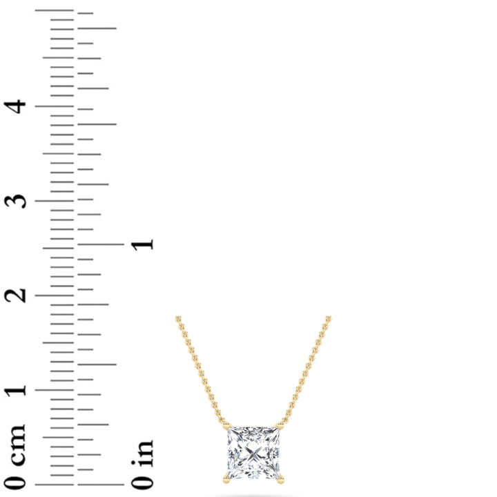 1CTW Princess Shaped Lab Grown Diamond (F/VS) Solitaire Necklace in 14K Gold