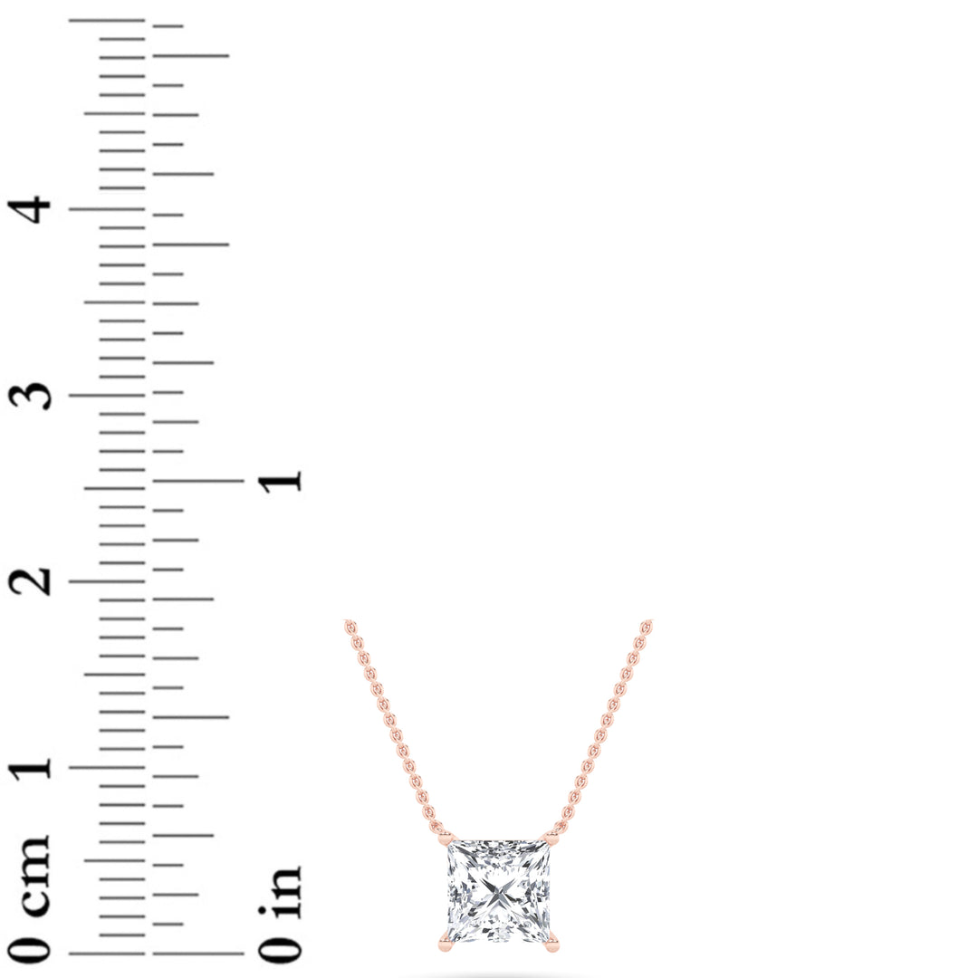 1CTW Princess Shaped Lab Grown Diamond (F/VS) Solitaire Necklace in 14K Gold