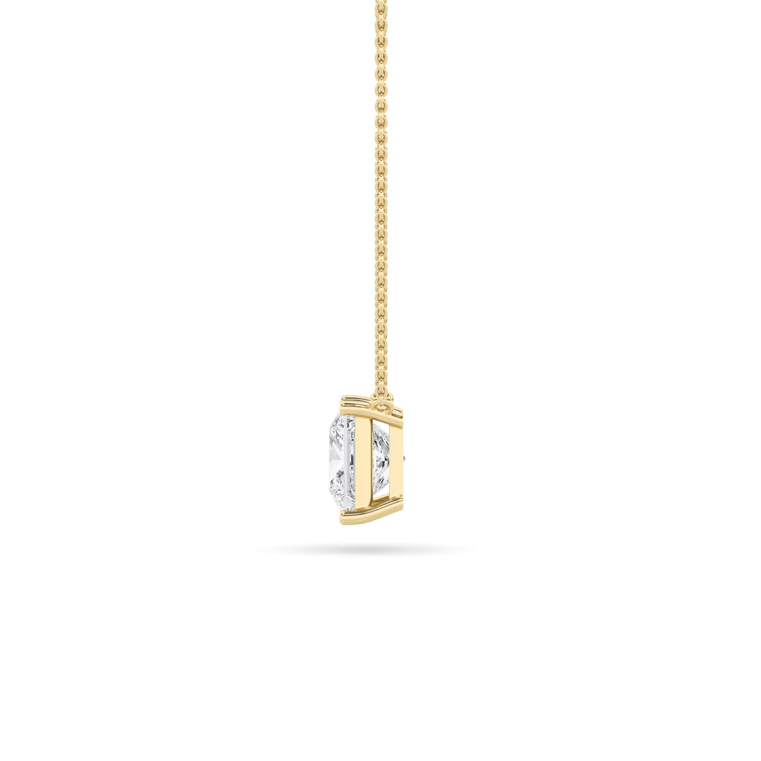 2CTW Princess Shaped Lab Grown Diamond (F/VS) Solitaire Necklace in 14K Gold