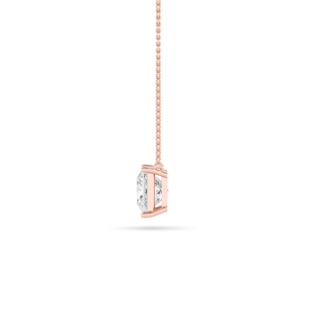 2CTW Princess Shaped Lab Grown Diamond (F/VS) Solitaire Necklace in 14K Gold
