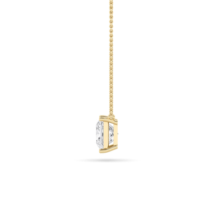 3Cttw Princess Shaped Lab Grown Diamond (F/VS) Solitaire Necklace in 14K Gold