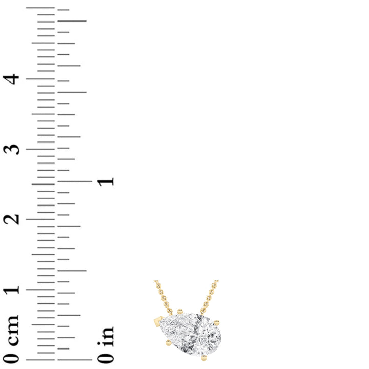 1CTW Pear Shaped Lab Grown Diamond (F/VS) East West Solitaire Necklace in 14K Gold