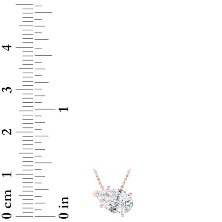 1CTW Pear Shaped Lab Grown Diamond (F/VS) East West Solitaire Necklace in 14K Gold
