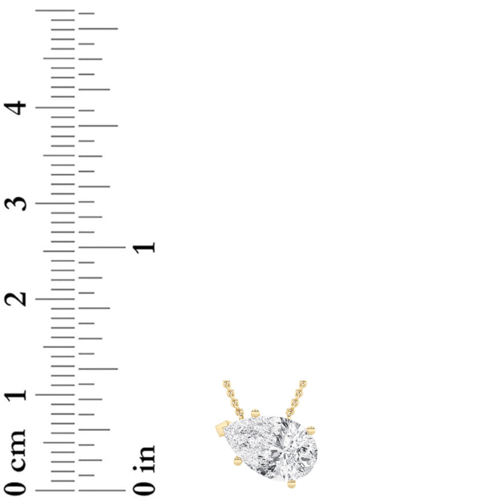 2CTW Pear Shaped Lab Grown Diamond (F/VS) East West Solitaire Necklace in 14K Gold
