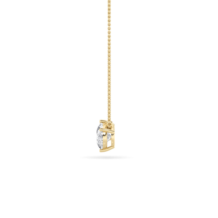 3Cttw Pear Shaped Lab Grown Diamond (F/VS) East West Solitaire Necklace in 14K Gold