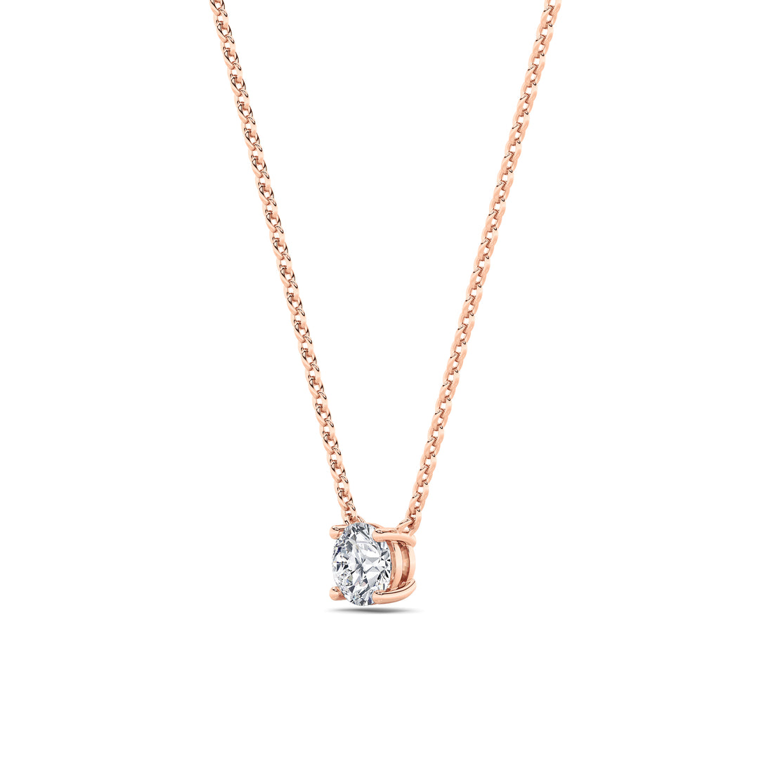 1.5CTW Round Shaped Lab Grown Diamond (F/VS) Necklace in 14K Rose Gold