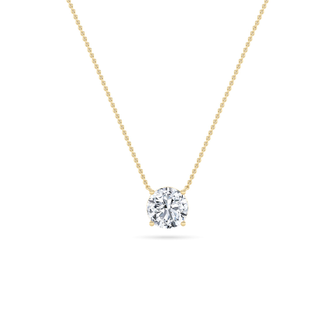 2CTW Round Shaped Lab Grown Diamond (G/VS) Solitaire Necklace in 14K Gold