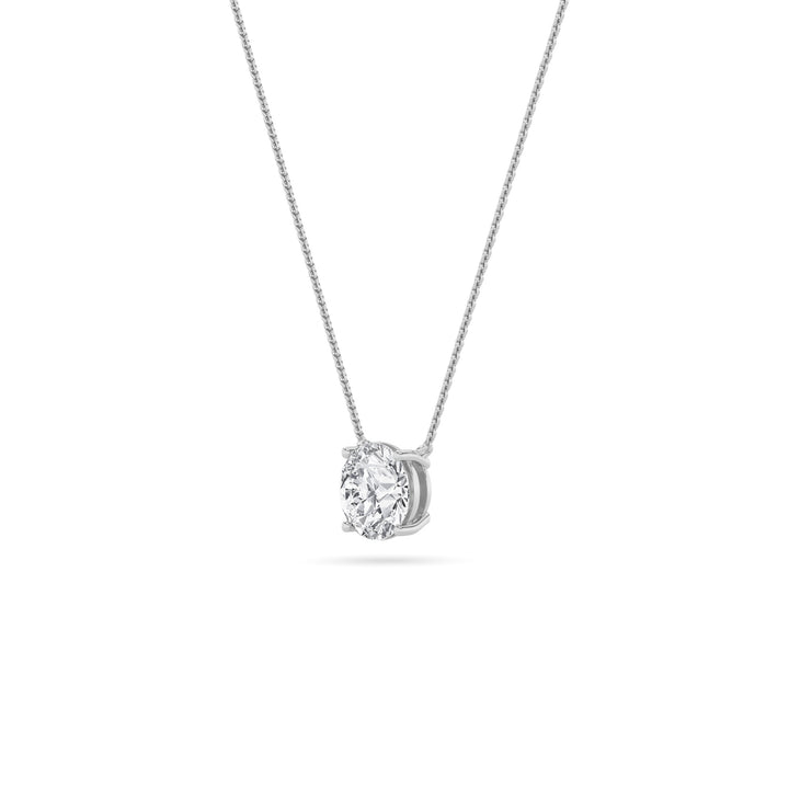 3Cttw Round Shaped Lab Grown Diamond (F/VS) Solitaire Necklace in 14K Gold