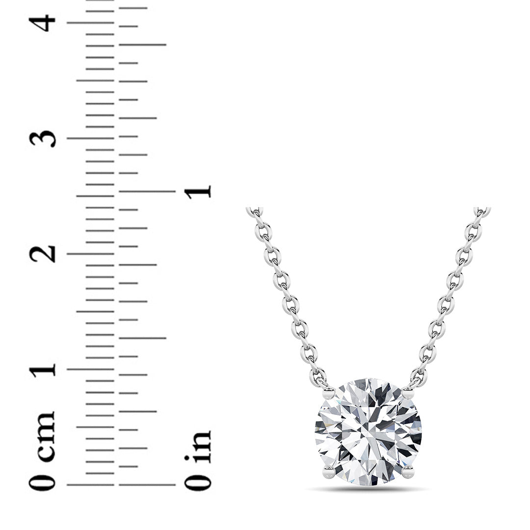 3Cttw Round Shaped Lab Grown Diamond (G/VS) Solitaire Necklace in 14K Gold