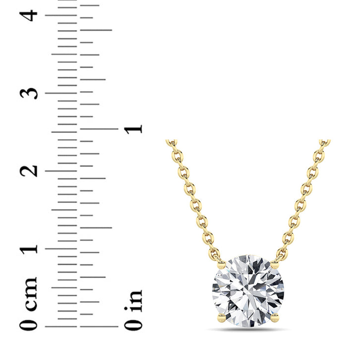 3Cttw Round Shaped Lab Grown Diamond (G/VS) Solitaire Necklace in 14K Gold