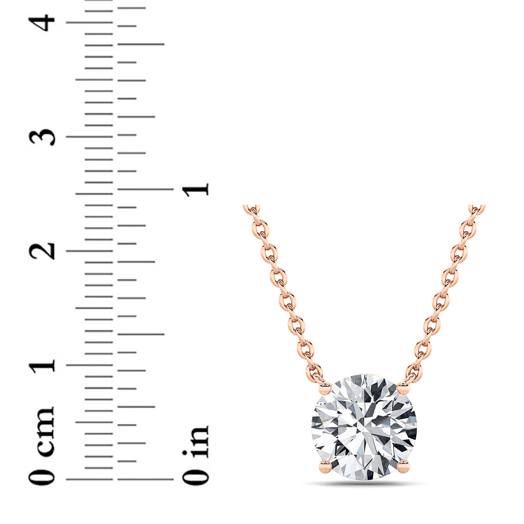 3Cttw Round Shaped Lab Grown Diamond (F/VS) Solitaire Necklace in 14K Gold
