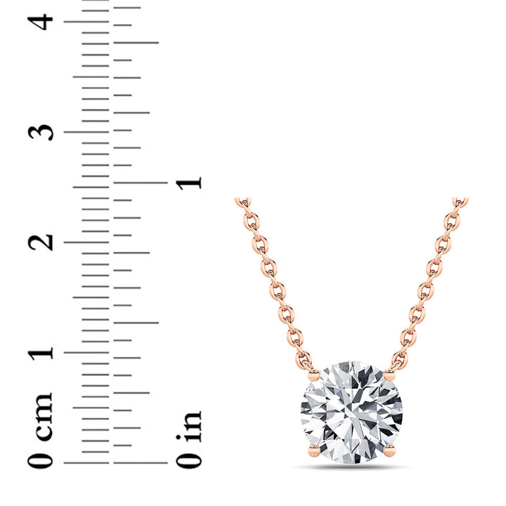 3Cttw Round Shaped Lab Grown Diamond (F/VS) Solitaire Necklace in 14K Gold