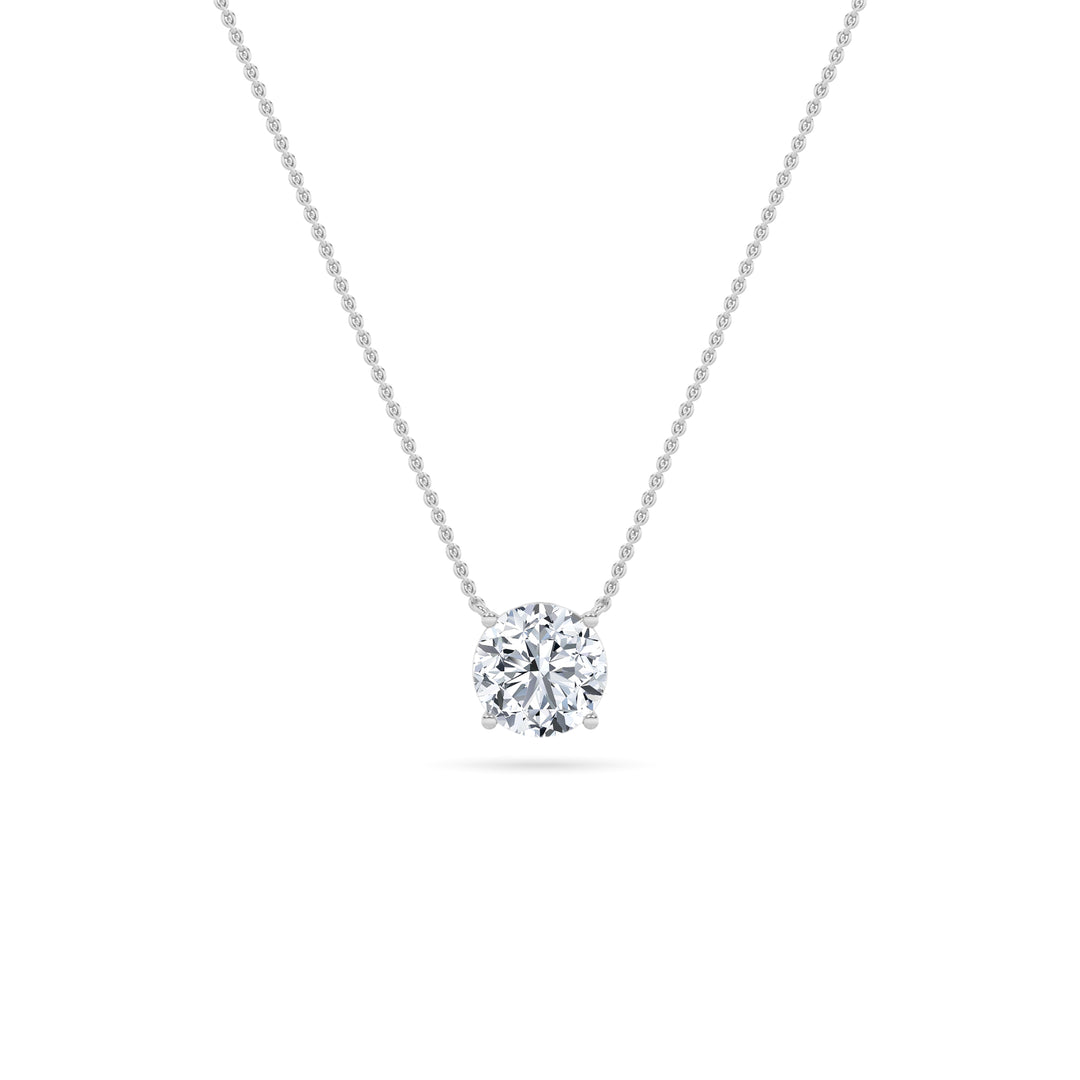 14K White Gold 1ct Lab Diamond Solitaire Pendant