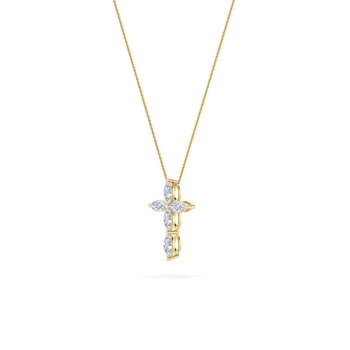 1.5CTW Marquise Shaped Lab Grown Diamond (F/VS) Cross Pendant in 14K Gold