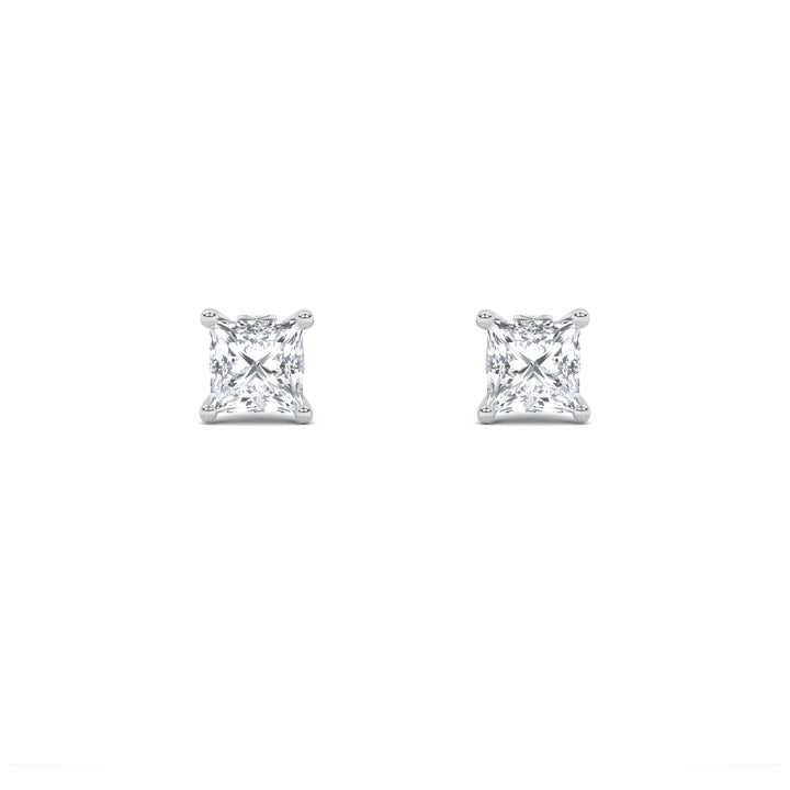 1CTW Princess Shaped Lab Grown Diamond (F/VS) Tulip Head Stud Earrings in 14K Gold