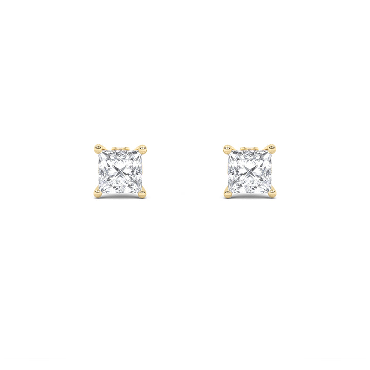 3CTW Princess Shaped Lab Grown Diamond (F/VS) Tulip Head Stud Earrings in 14K Gold
