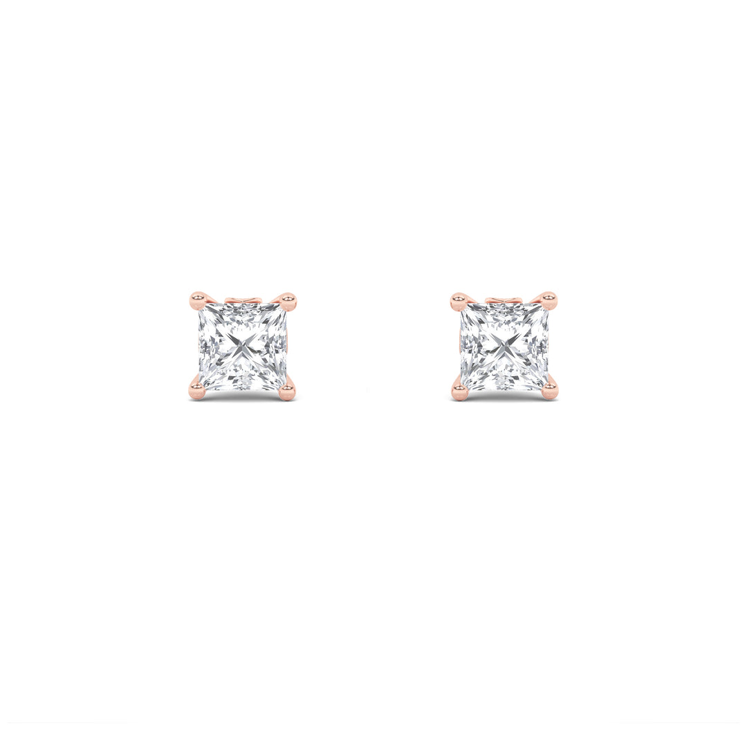 3CTW Princess Shaped Lab Grown Diamond (F/VS) Tulip Head Stud Earrings in 14K Gold