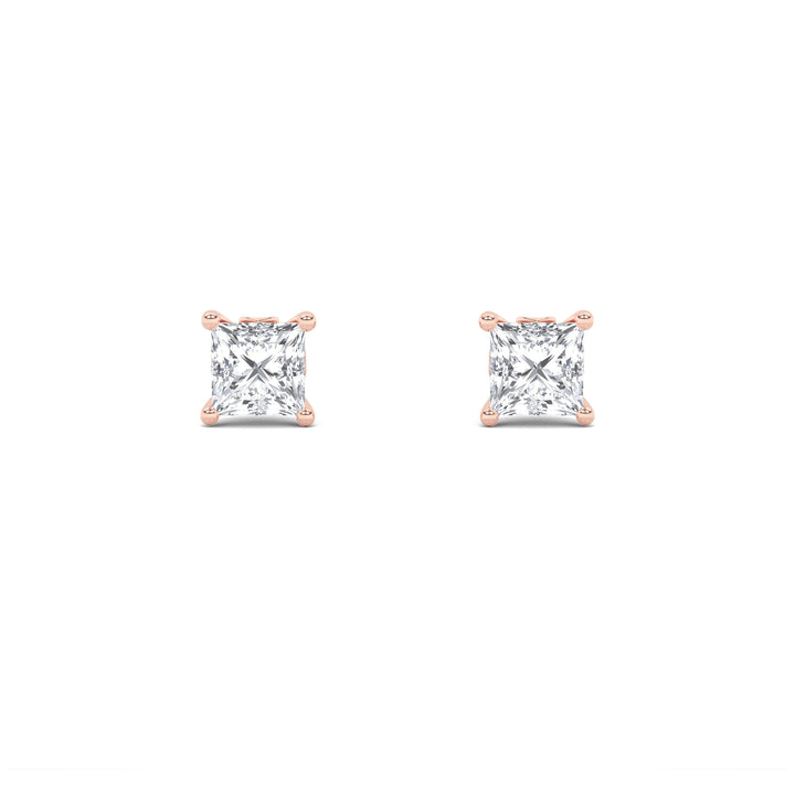 3CTW Princess Shaped Lab Grown Diamond (F/VS) Tulip Head Stud Earrings in 14K Gold