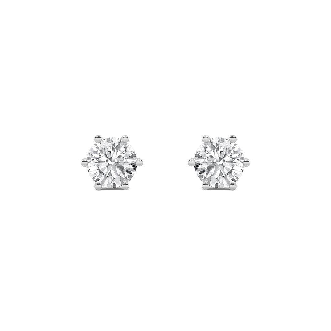 2CTW Round Shaped Lab Grown Diamond (F/VS) Tulip Head Stud Earrings in 14K Gold