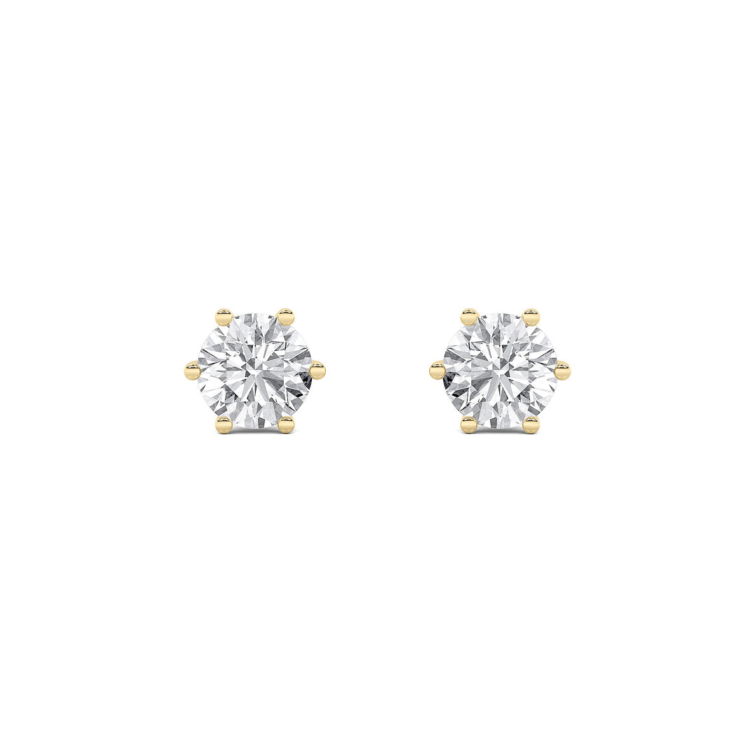 2CTW Round Shaped Lab Grown Diamond (F/VS) Tulip Head Stud Earrings in 14K Gold