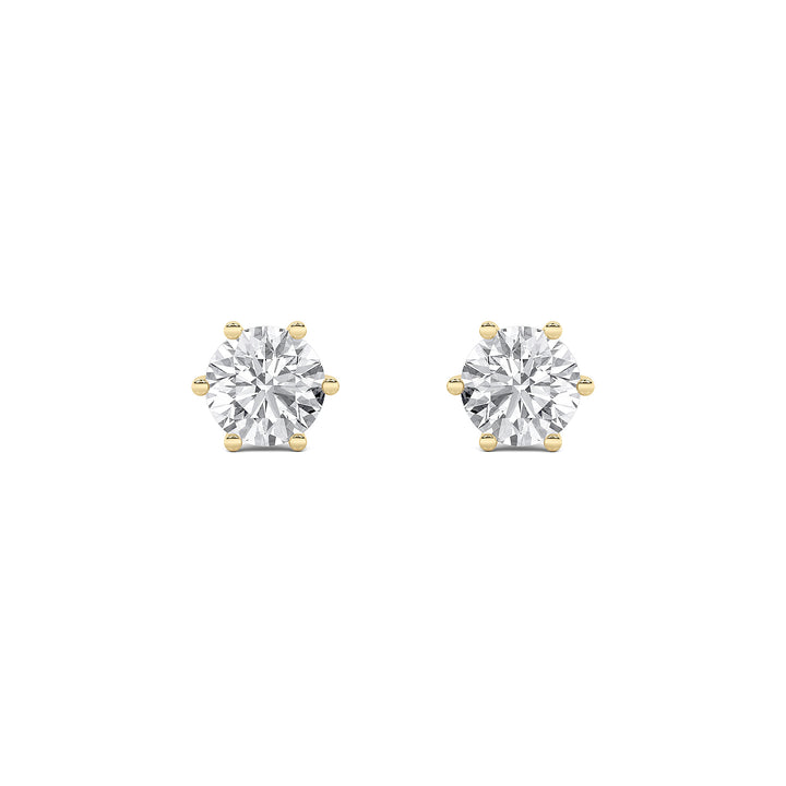 2CTW Round Shaped Lab Grown Diamond (F/VS) Tulip Head Stud Earrings in 14K Gold
