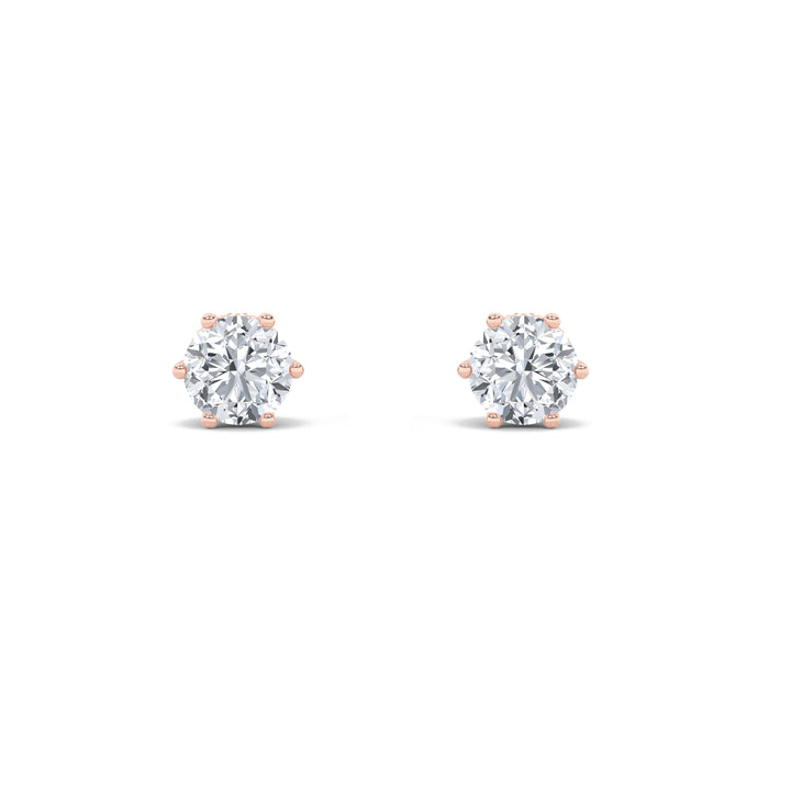 2CTW Round Shaped Lab Grown Diamond (F/VS) Tulip Head Stud Earrings in 14K Gold