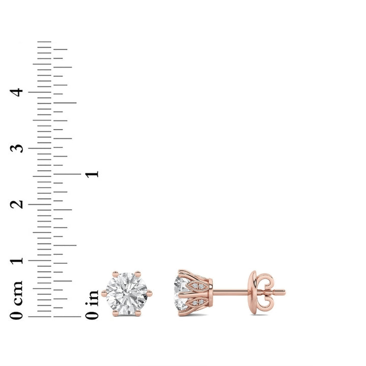 2CTW Round Shaped Lab Grown Diamond (F/VS) Tulip Head Stud Earrings in 14K Gold