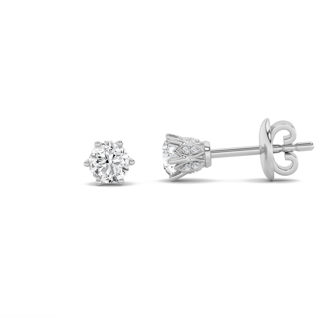 3Cttw Round Shaped Lab Grown Diamond (F/VS) TulipHead Stud Earrings in 14K Gold