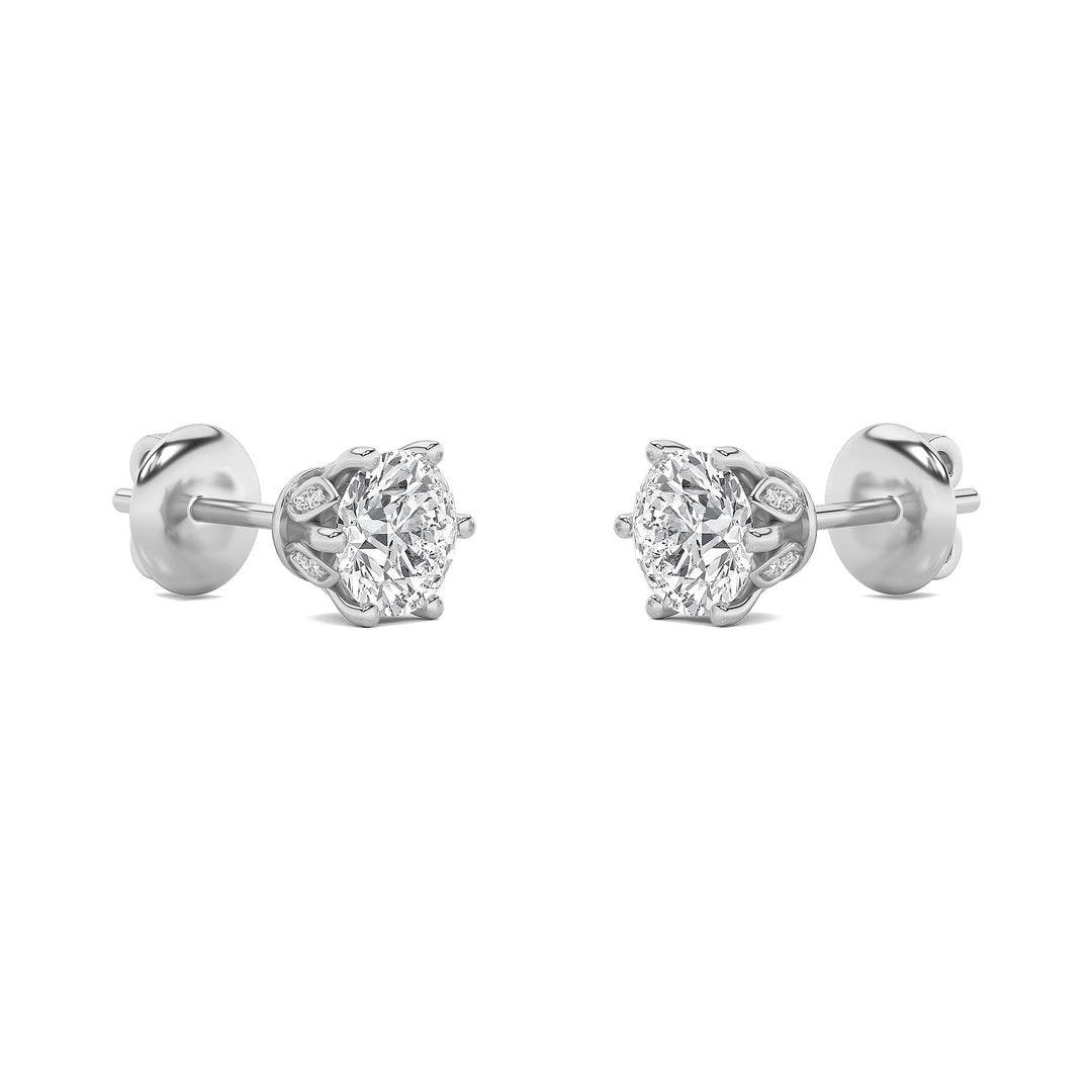 3Cttw Round Shaped Lab Grown Diamond (F/VS) TulipHead Stud Earrings in 14K Gold