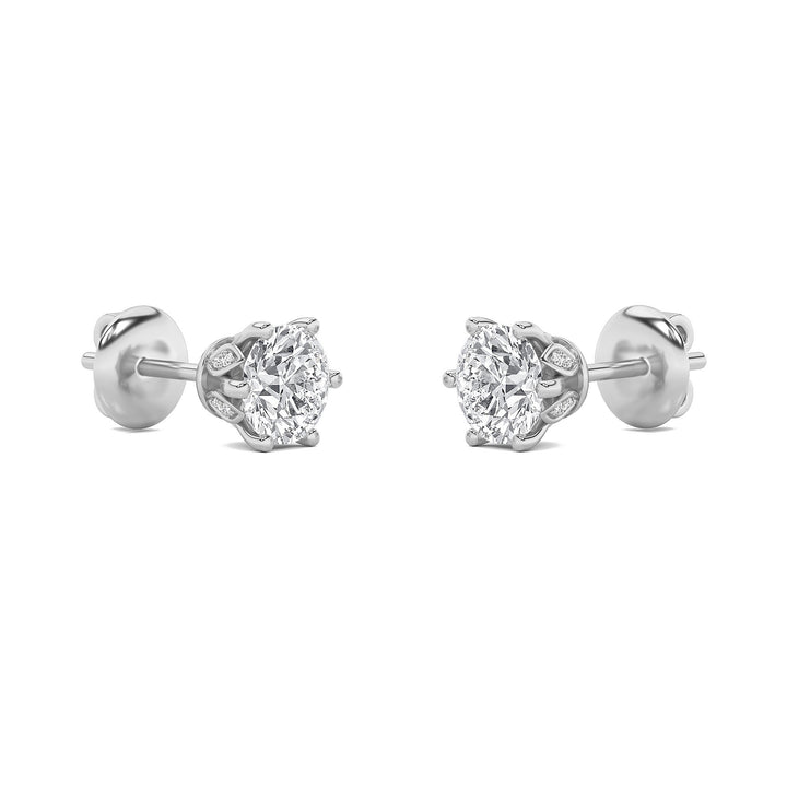 3Cttw Round Shaped Lab Grown Diamond (F/VS) TulipHead Stud Earrings in 14K Gold