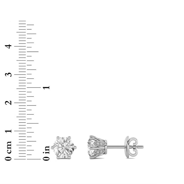 3Cttw Round Shaped Lab Grown Diamond (F/VS) TulipHead Stud Earrings in 14K Gold