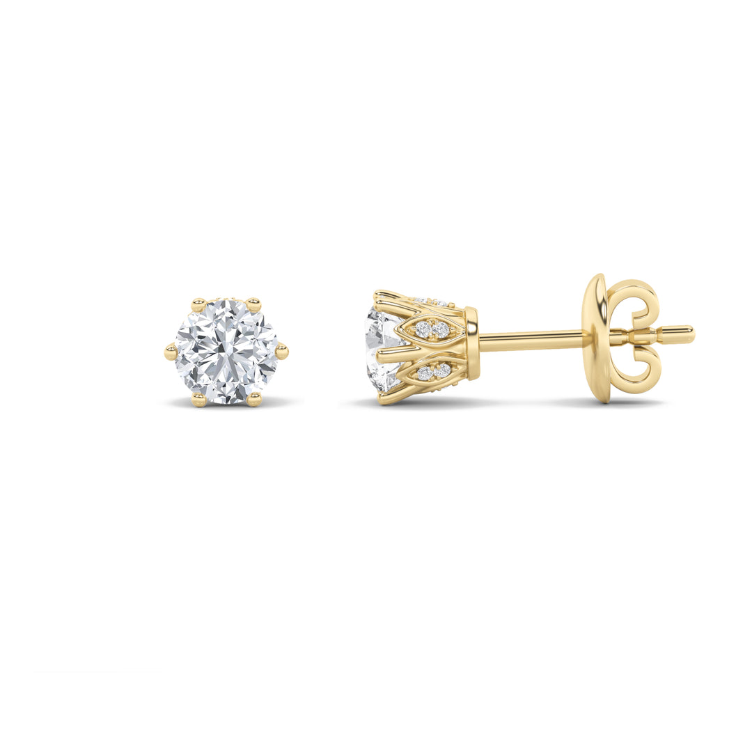 3Cttw Round Shaped Lab Grown Diamond (F/VS) TulipHead Stud Earrings in 14K Gold