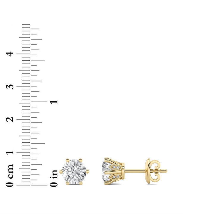 3Cttw Round Shaped Lab Grown Diamond (F/VS) TulipHead Stud Earrings in 14K Gold
