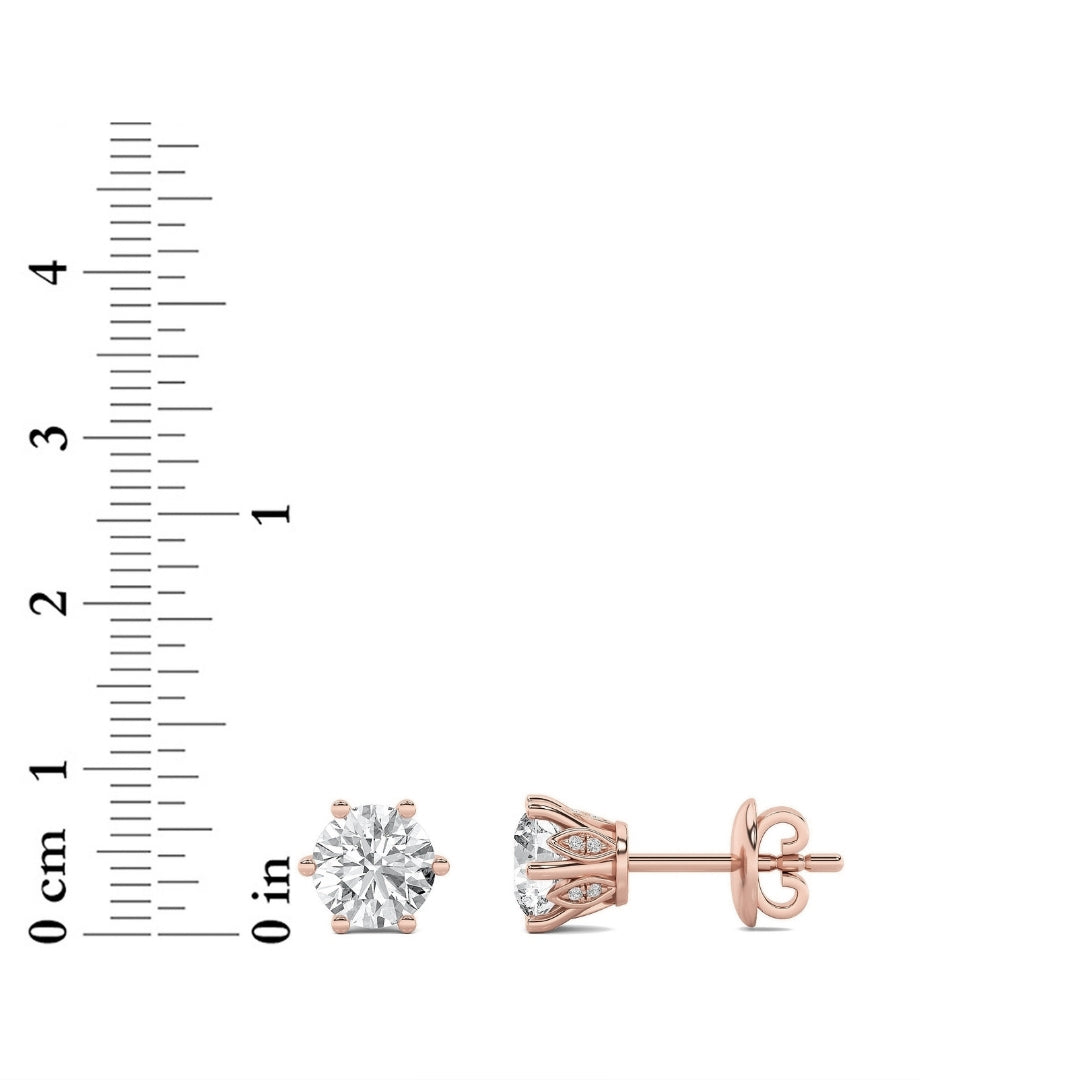 3Cttw Round Shaped Lab Grown Diamond (F/VS) TulipHead Stud Earrings in 14K Gold