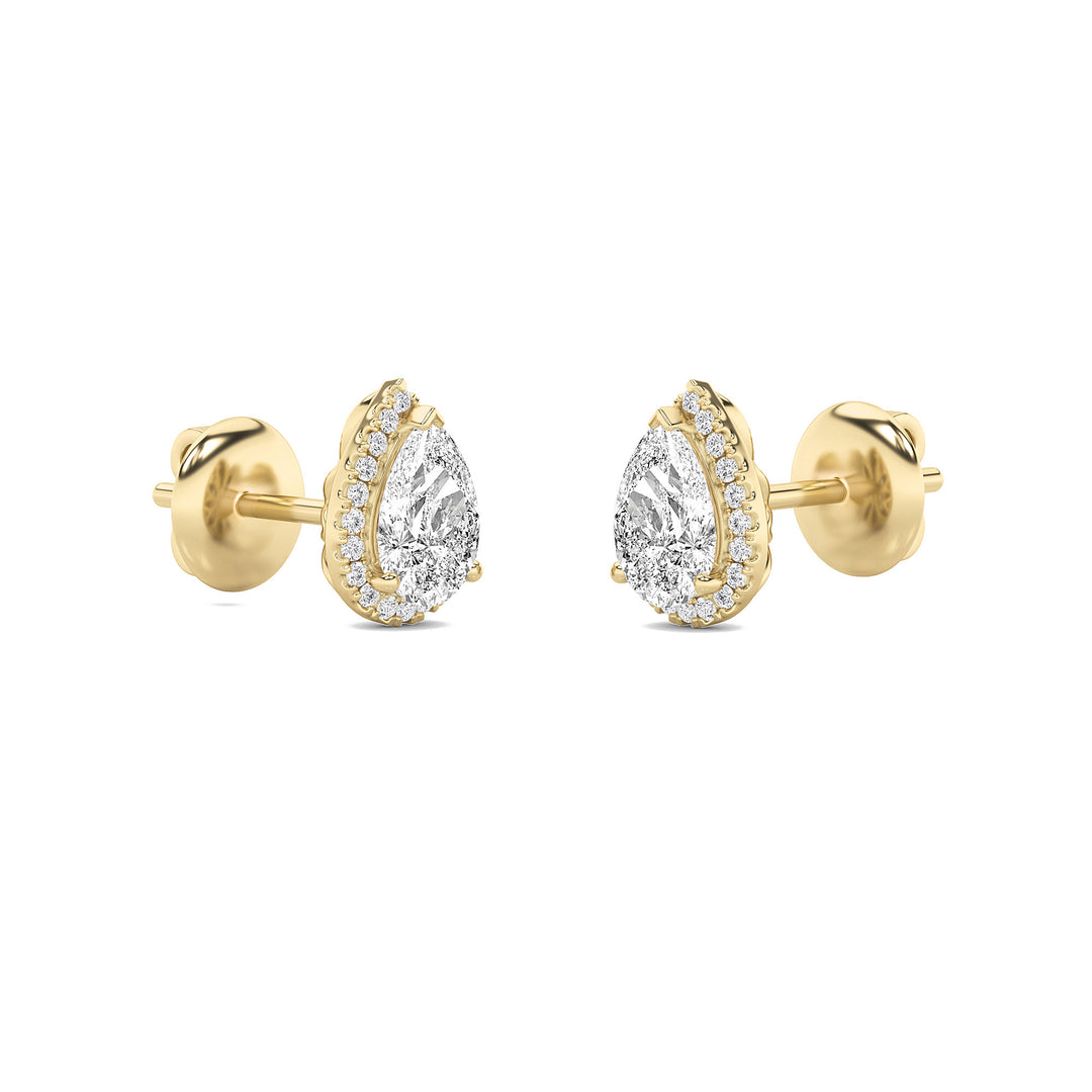3Cttw Pear Shaped Lab Grown Diamond (F/VS) Halo Stud Earrings in 14K Gold