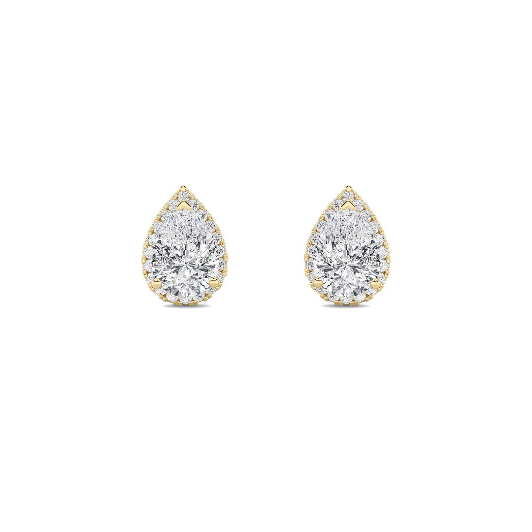 3Cttw Pear Shaped Lab Grown Diamond (F/VS) Halo Stud Earrings in 14K Gold