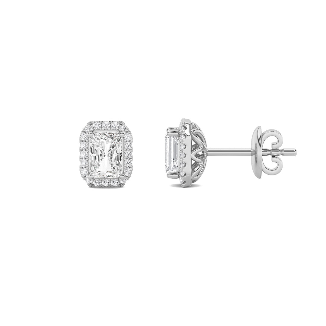 2CTW Radiant Shaped Lab Grown Diamond (F/VS) Earrings in 14K Gold