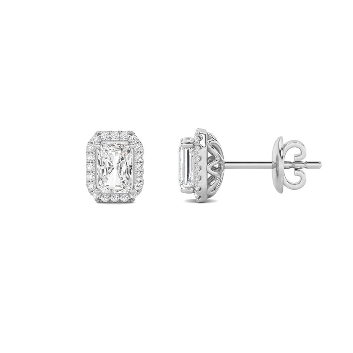 2CTW Radiant Shaped Lab Grown Diamond (F/VS) Earrings in 14K Gold