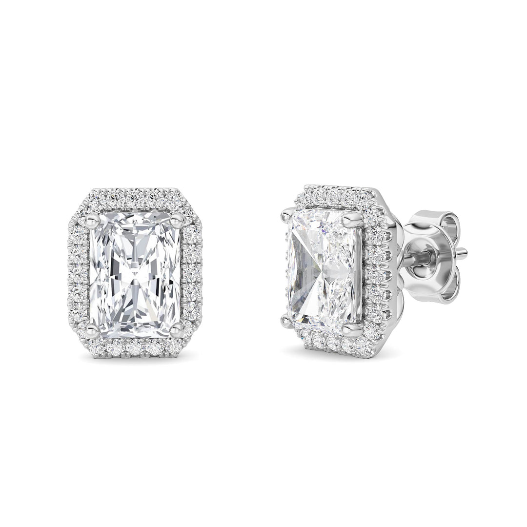 2CTW Radiant Shaped Lab Grown Diamond (F/VS) Earrings in 14K Gold