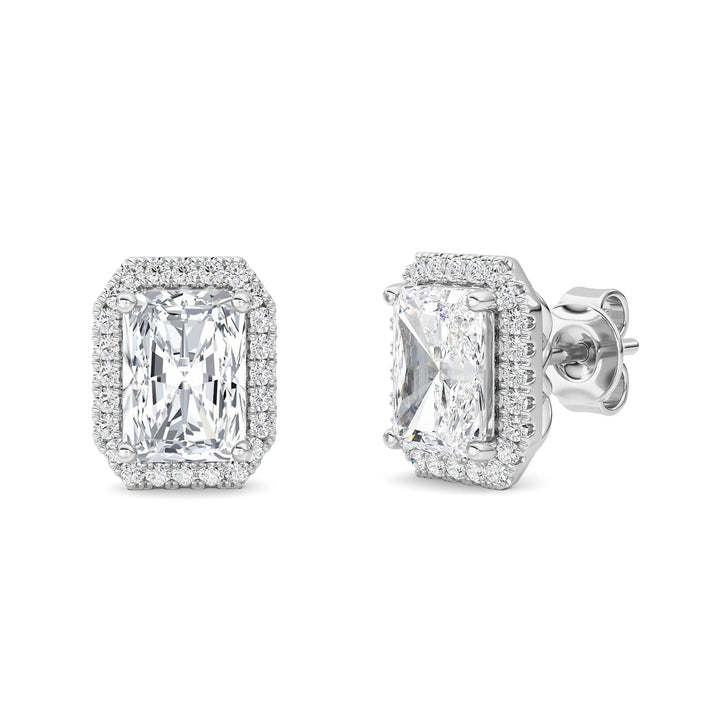 2CTW Radiant Shaped Lab Grown Diamond (F/VS) Earrings in 14K Gold
