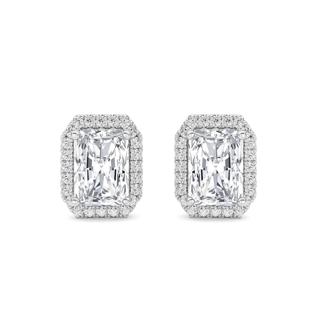 2CTW Radiant Shaped Lab Grown Diamond (F/VS) Earrings in 14K Gold