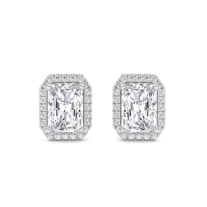 2CTW Radiant Shaped Lab Grown Diamond (F/VS) Earrings in 14K Gold