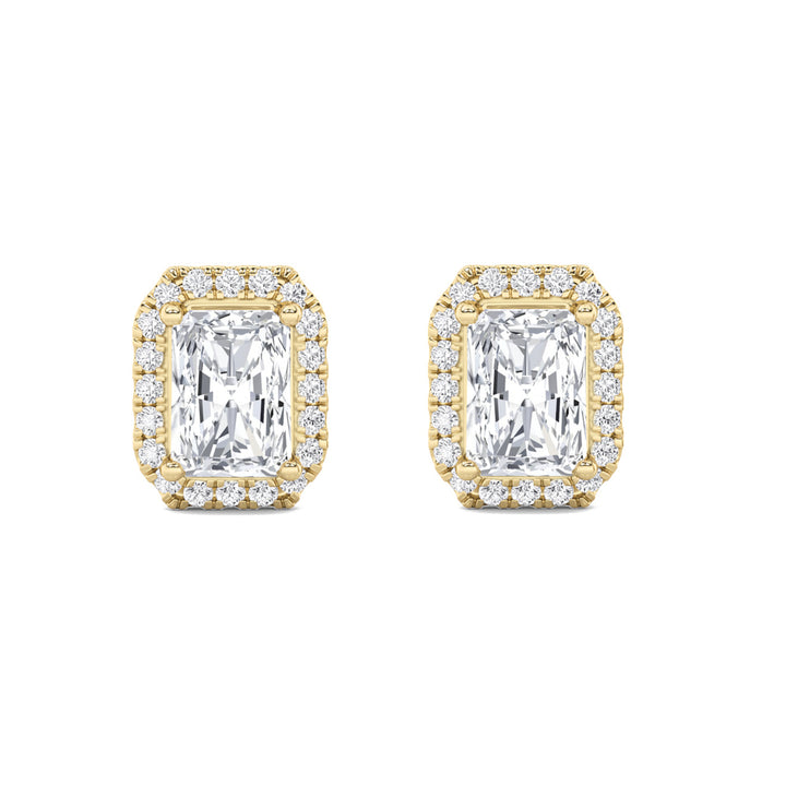 2CTW Radiant Shaped Lab Grown Diamond (F/VS) Earrings in 14K Gold
