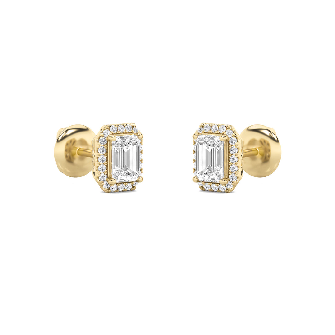 2CTW Radiant Shaped Lab Grown Diamond (F/VS) Earrings in 14K Gold