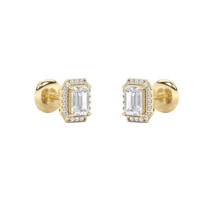 2CTW Radiant Shaped Lab Grown Diamond (F/VS) Earrings in 14K Gold