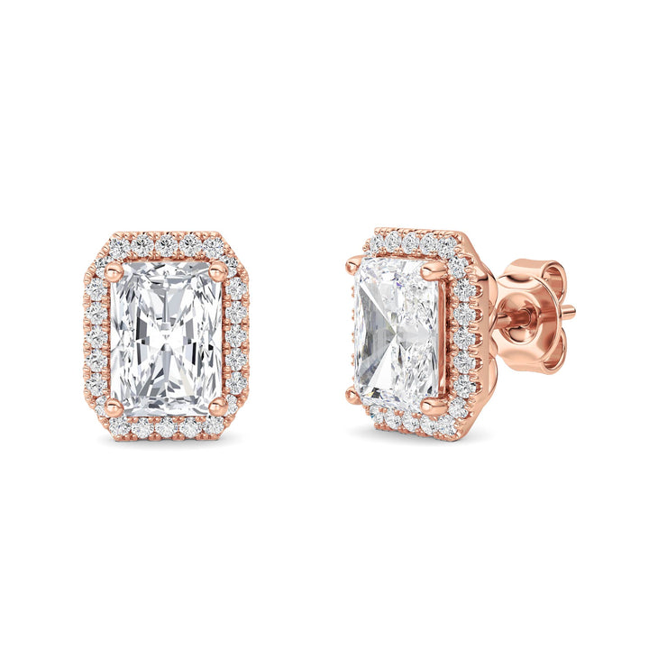2CTW Radiant Shaped Lab Grown Diamond (F/VS) Earrings in 14K Gold