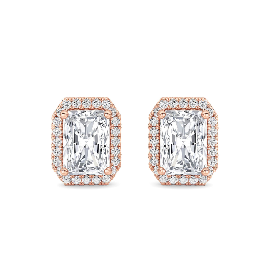 2CTW Radiant Shaped Lab Grown Diamond (F/VS) Earrings in 14K Gold