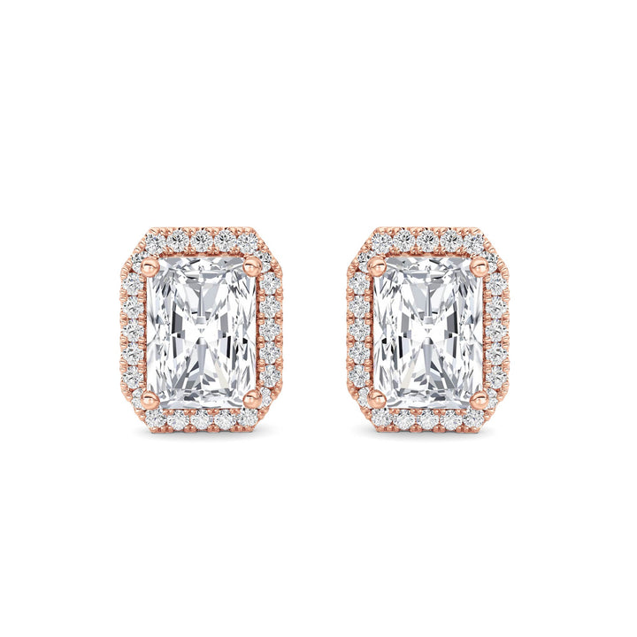 2CTW Radiant Shaped Lab Grown Diamond (F/VS) Earrings in 14K Gold