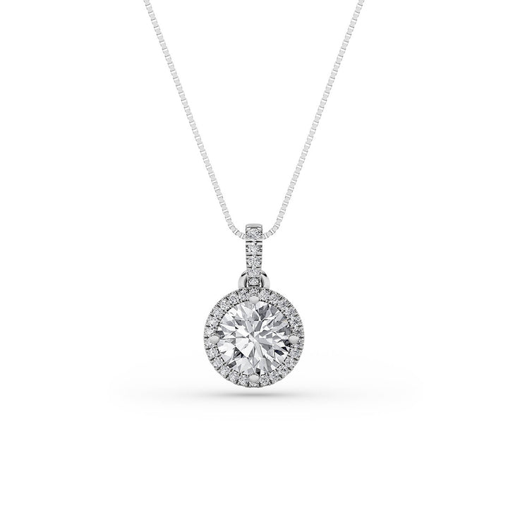 1.5Cttw Round Shaped Lab Grown Diamond (F/VS) Halo Pendant in 14K Gold